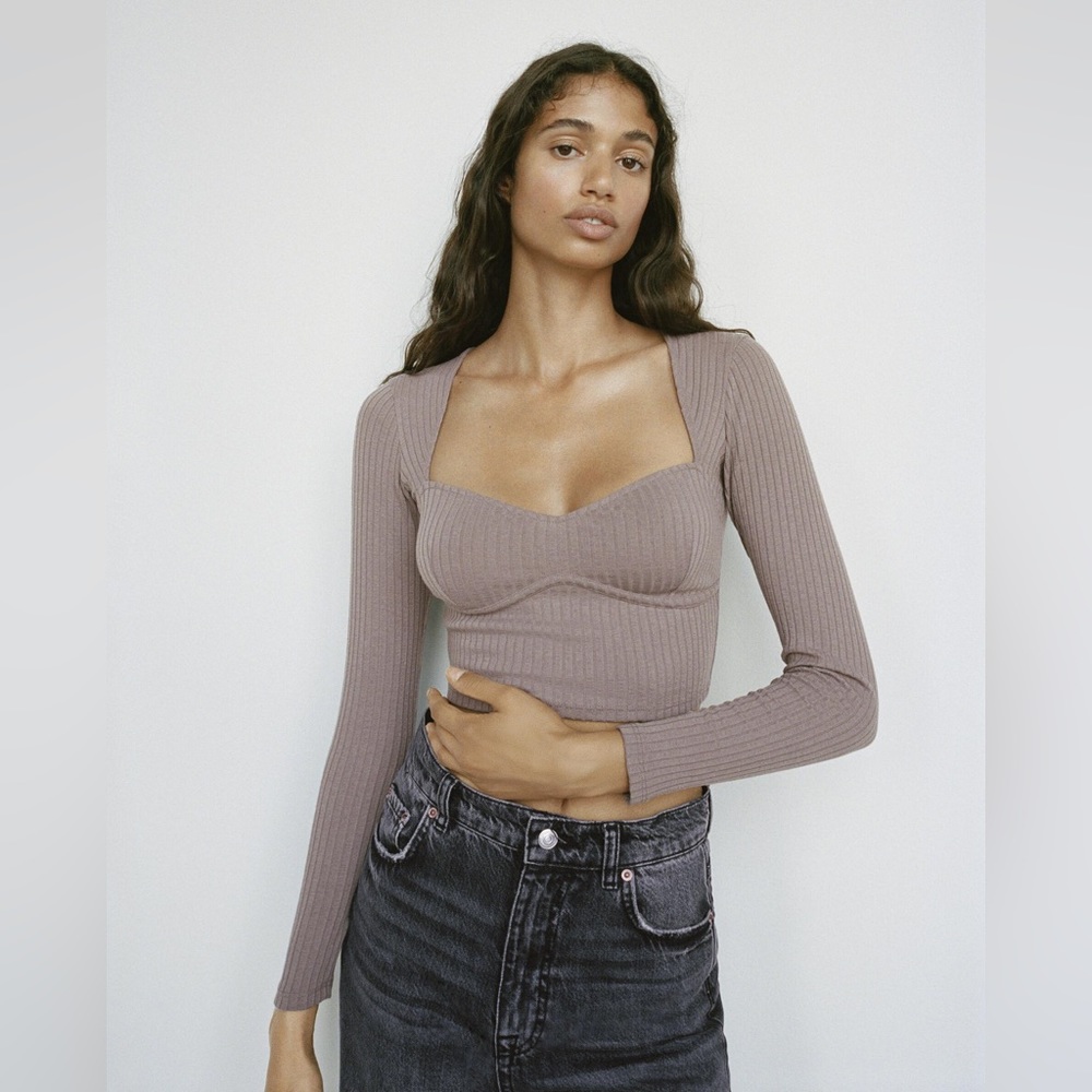 ZARA Ribbed Long Sleeve Top